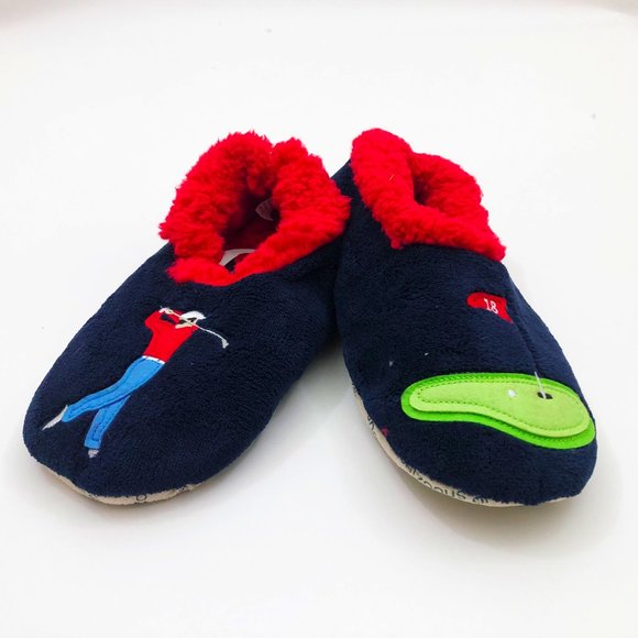 NWT Snoozies Men's Slippers Golf the 18th Hole Small 7/8 Dark Navy Blue - Picture 2 of 6